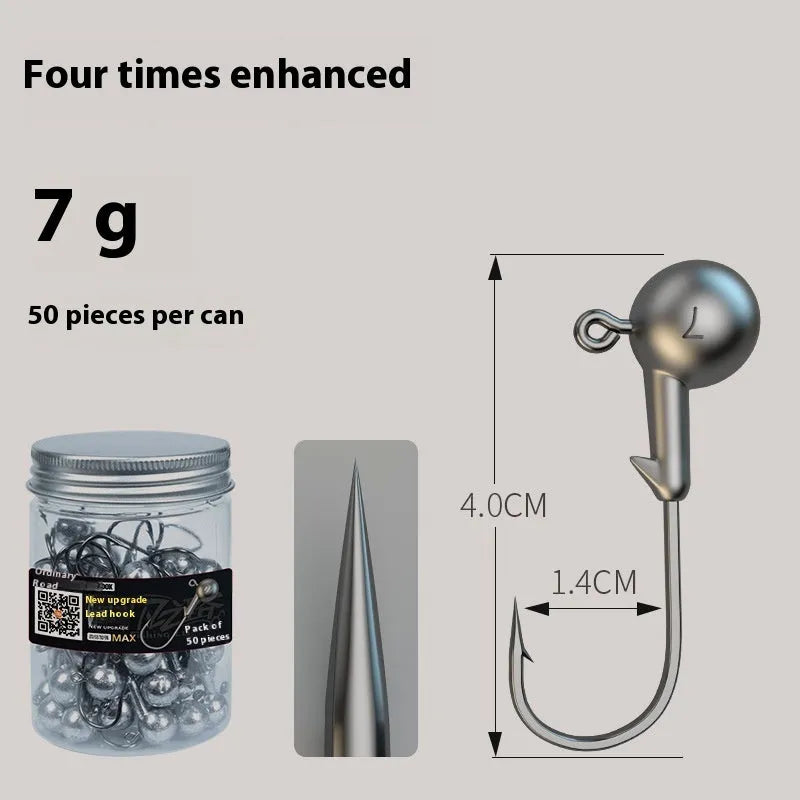Fishing jig hooks 50 pieces pack with lead heads and reinforced construction
