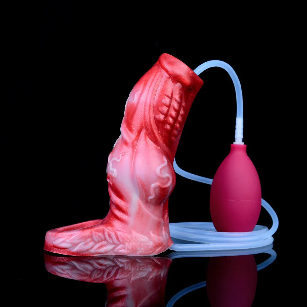 Silicone adult toy with manual water spray syringe and airbag components in size M and L options.