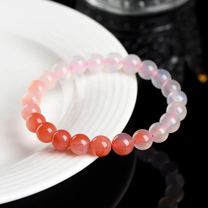Yanyuan agate bracelet with natural gradient colour and geometric bead shape in salt source pattern