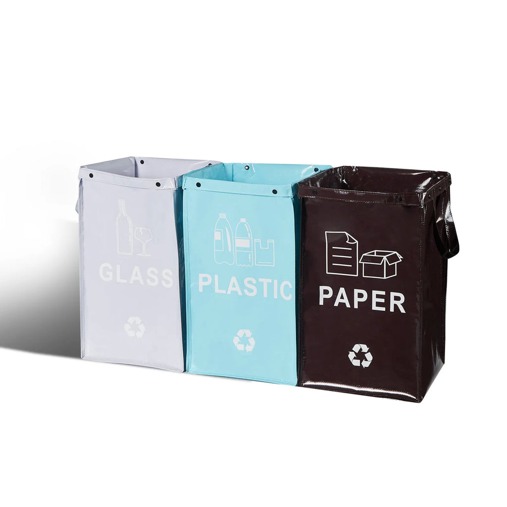 40-litre capacity handbag-style plastic waste sorting bin in a selected colour, showing its dimensions.