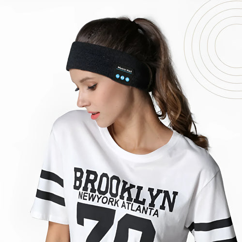 Bluetooth 5.4 sports hair band with integrated eye mask in black, dark grey and grey-white colour options