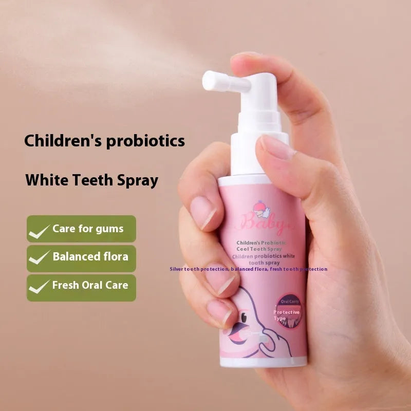 Children's probiotics teeth cleaning spray bottle 40ml with orange and strawberry flavour options
