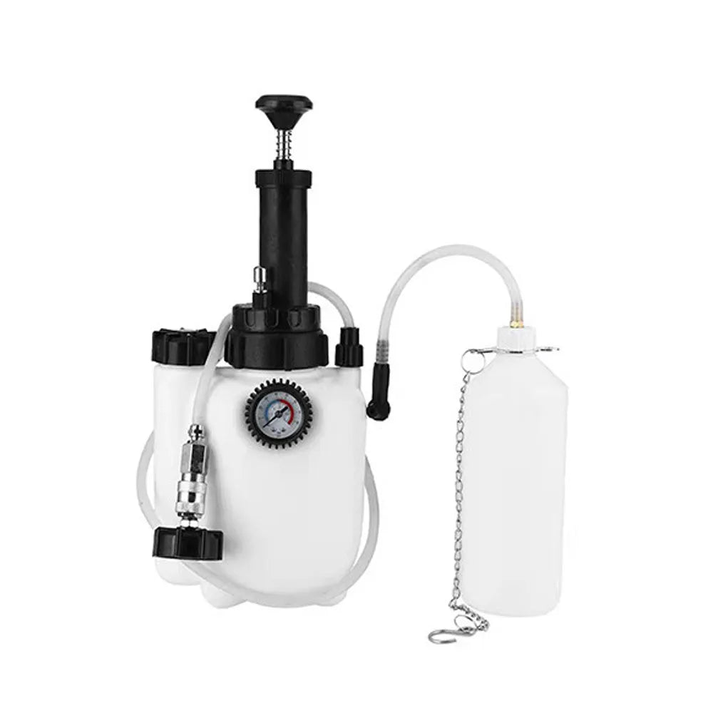 White 3-litre automotive brake fluid bleeder tank and service tool