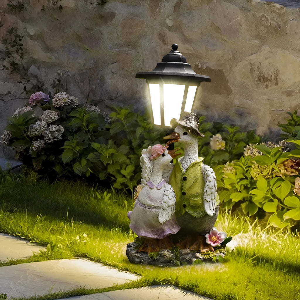 Hexagonal solar garden lamp in synthetic resin with decorative design options