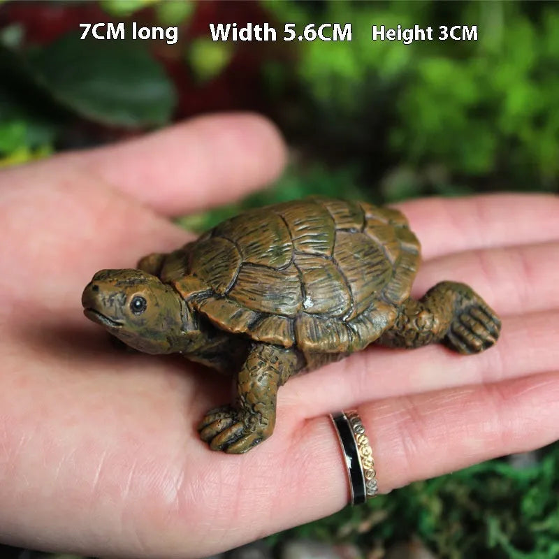 Realistic resin simulation turtle garden ornament for miniature displays