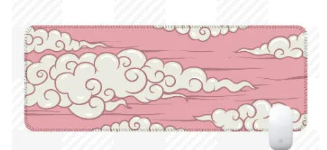 Large natural rubber desk mat with Japanese style simple pattern on a wooden desk.