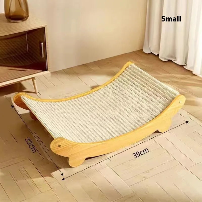 Sisal cat scratch board with wear-resistant blanket material in pastoral design