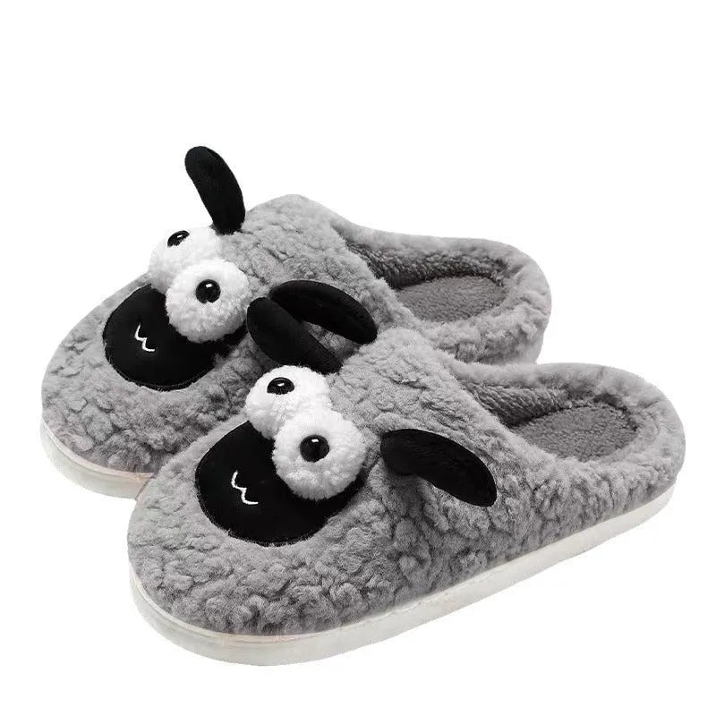 Brown suede slip-on slippers with PVC sole and thermal cotton lining