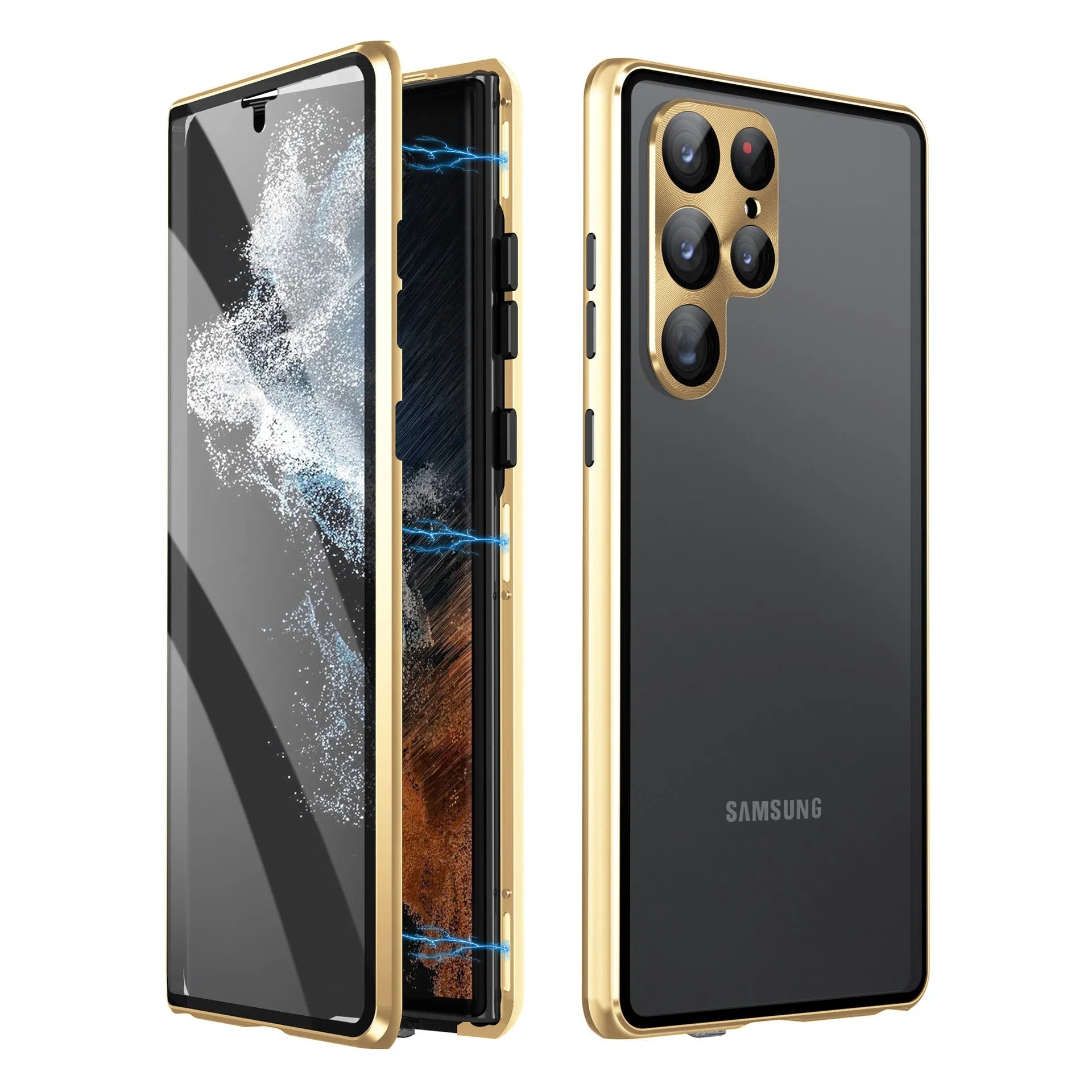 Samsung S24 Ultra phone case with integrated mirror and magnetic back in multiple colour options.
