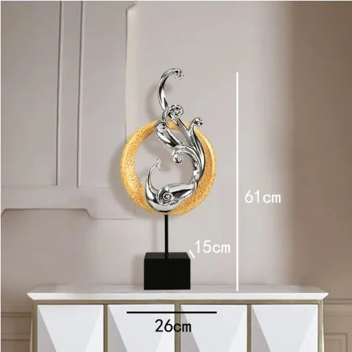 European style synthetic resin phoenix ornament in rose gold, silver, or red colour.