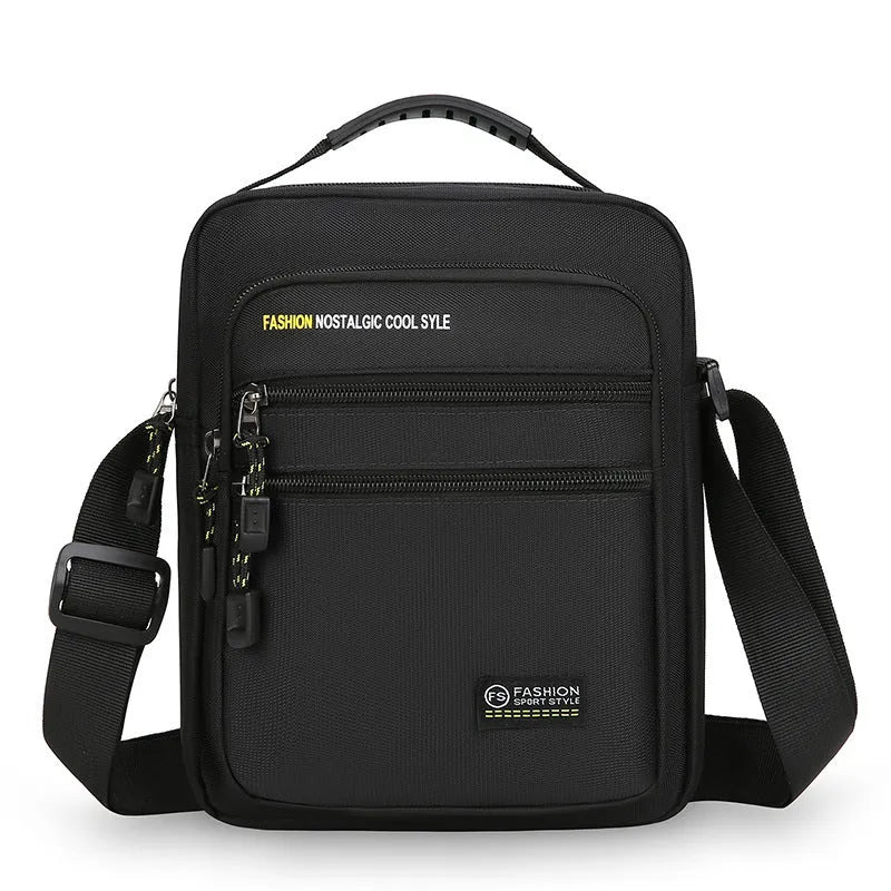Men's nylon crossbody bag in green, black, dark blue, or grey colour with waterproof feature