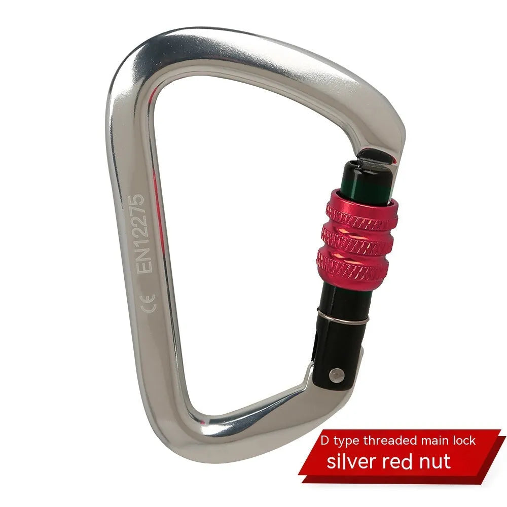 D-type steel climbing lock with auto-lock or screw-gate mechanism in multiple colours