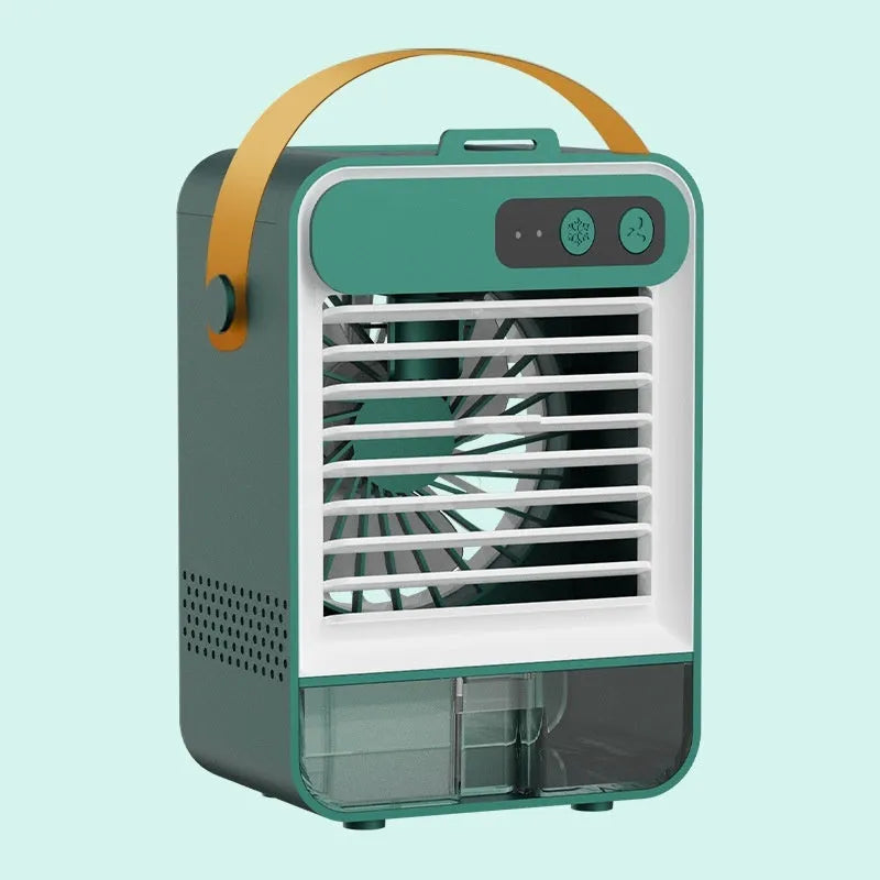 Dark green desktop humidifier with USB cable showing compact 19cm dimensions
