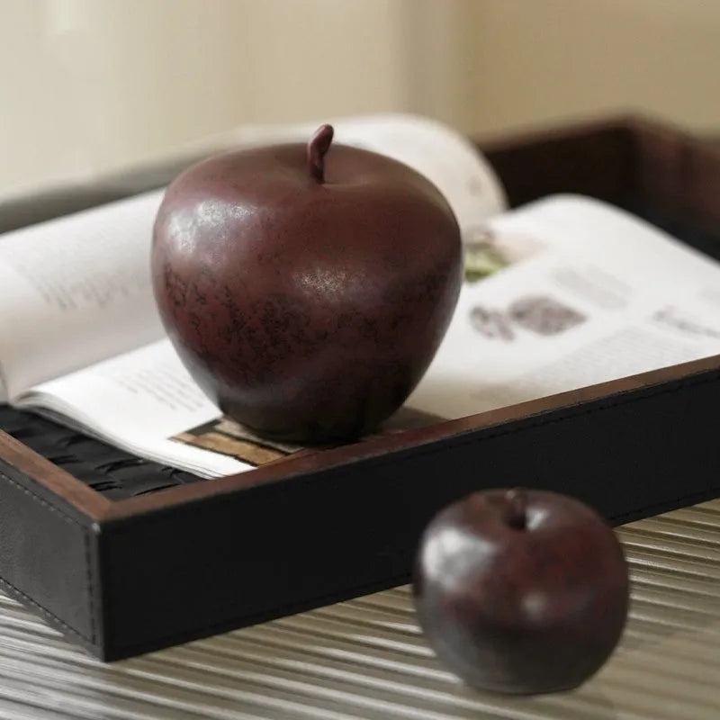 Ceramic retro Chinese style simulation apple ornament for desk decoration
