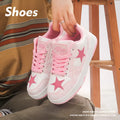 Denim unisex skateboard shoes with mesh lining and rubber sole in black, green, pink.
