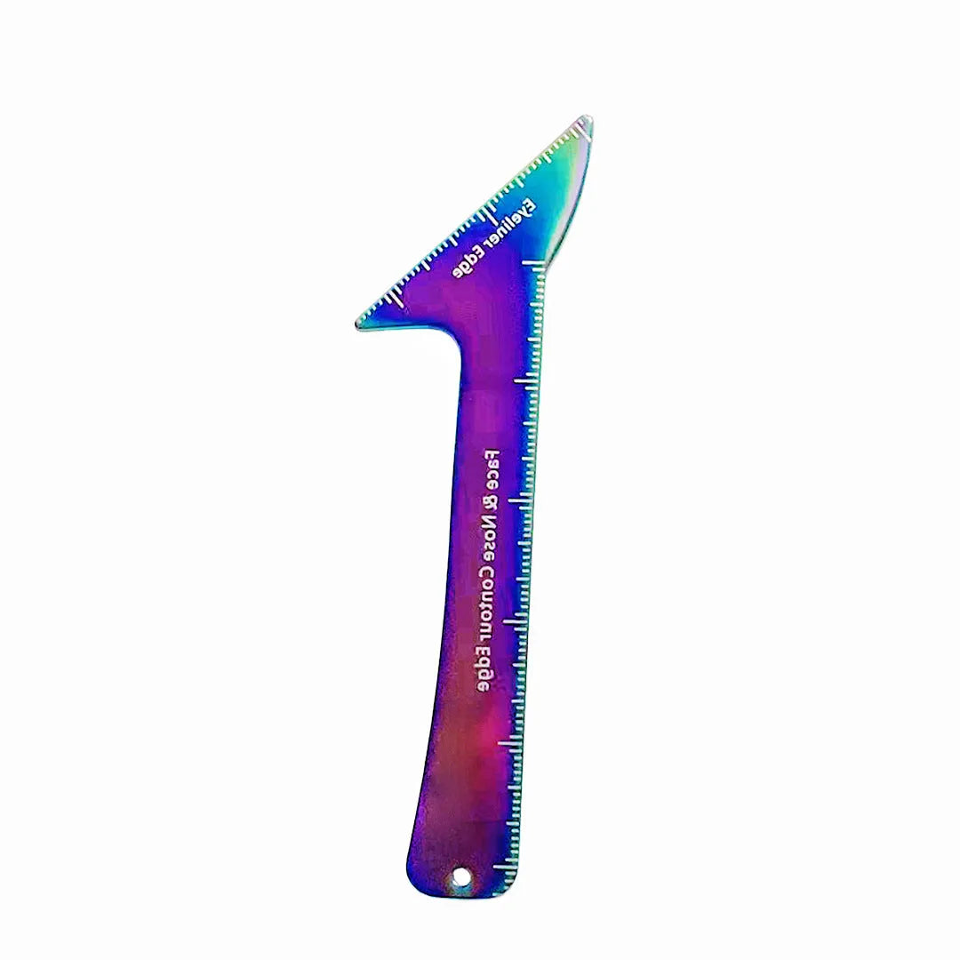 3-in-1 reusable eyeliner stencil tool for hooded eyes showing winged liner, eyebrow, and face contour guides