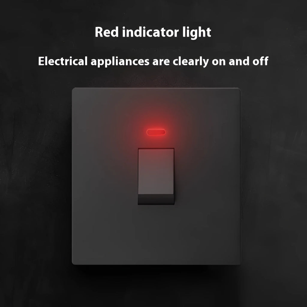 Gold, grey, and white 25A 45A high-current double-break switch with illuminated light panel.