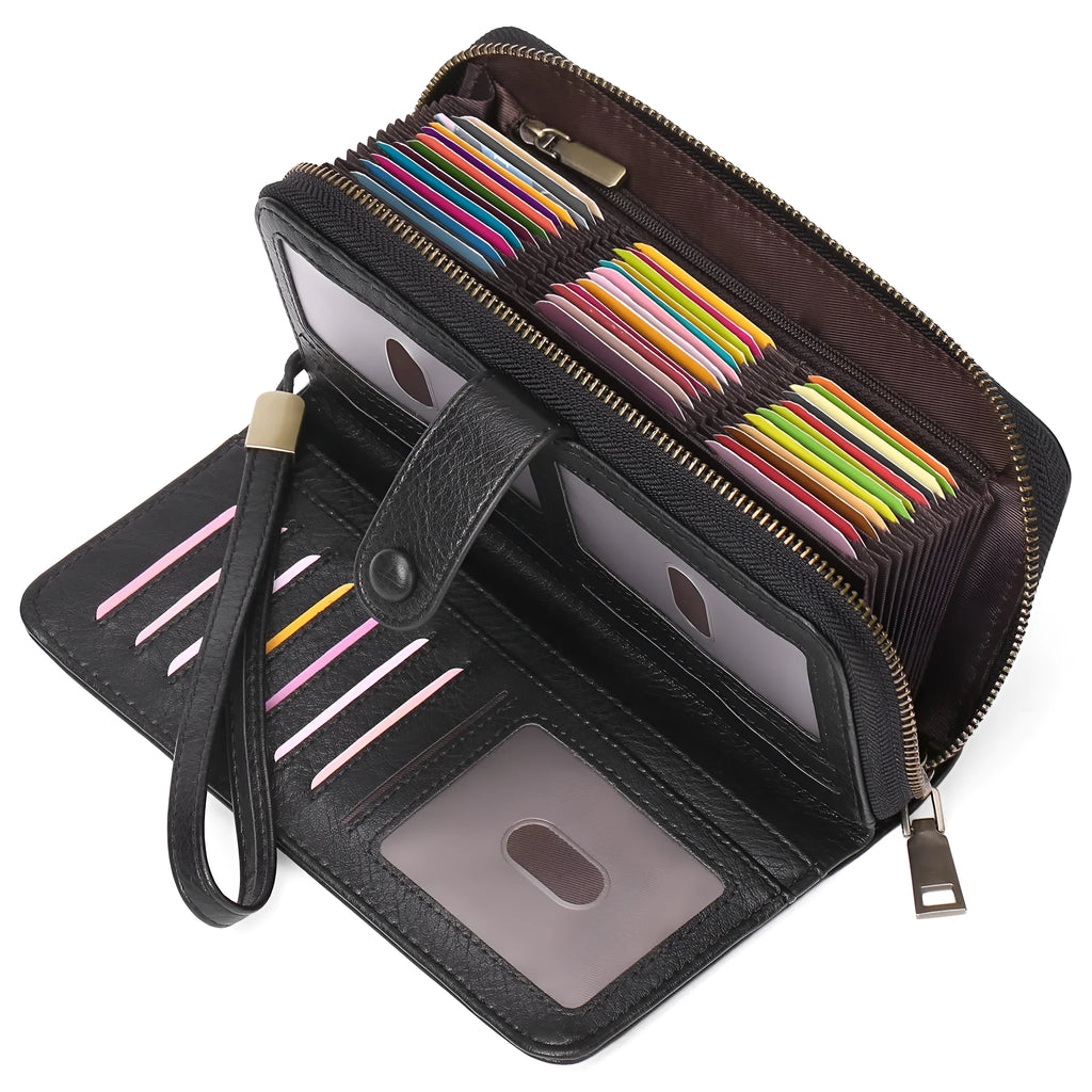 Women's expanding card holder wallet with anti-theft RFID protection in multiple colour options