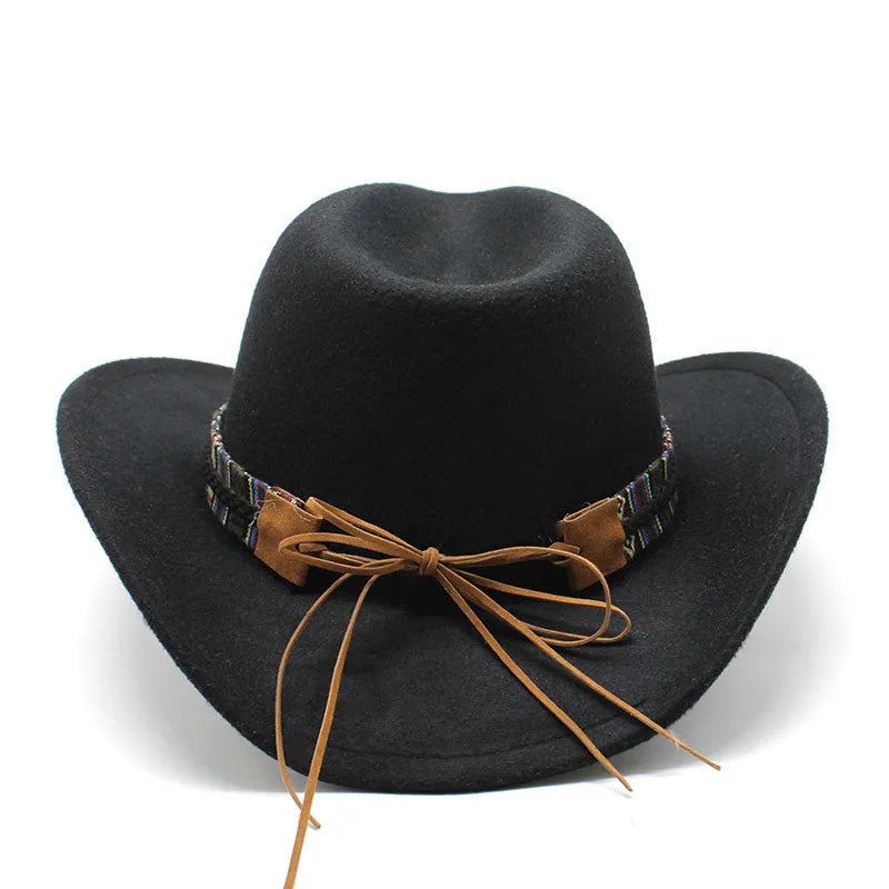 Western cowboy hat with bell crown in polyester fabric, shown in multiple colour options including army green, black and wine red