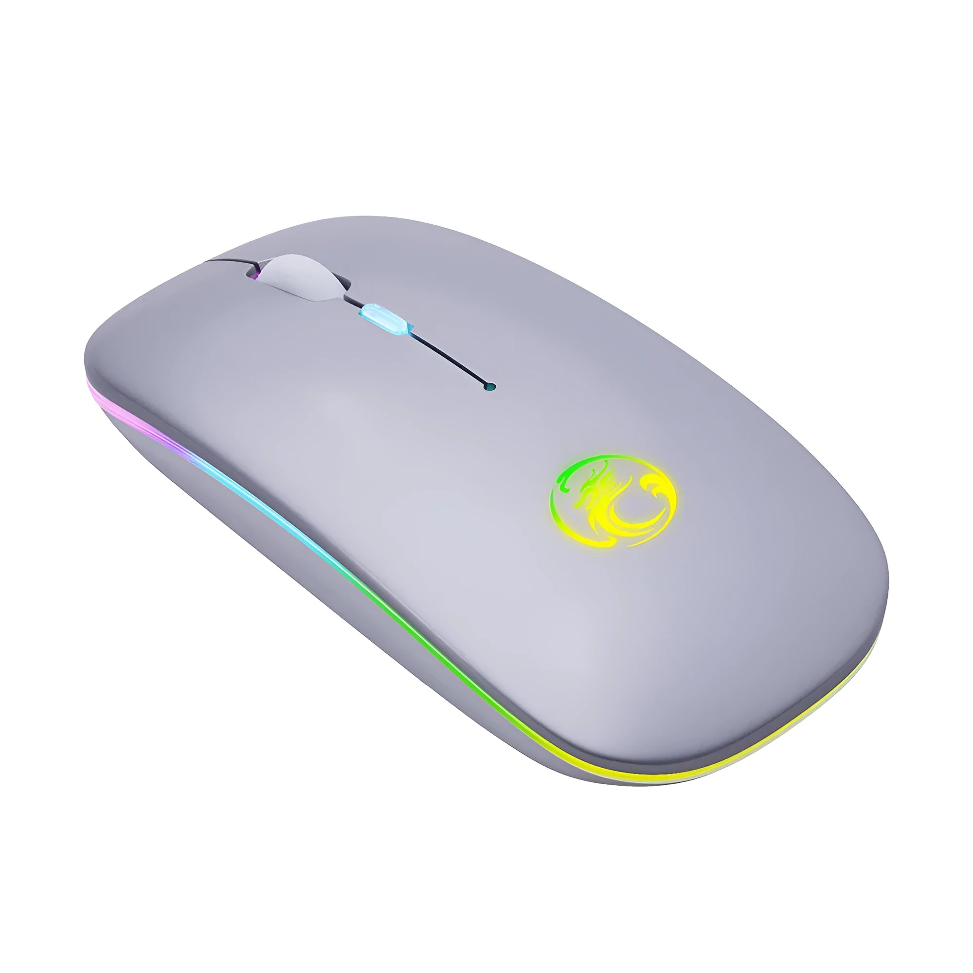 Black and white dual-mode wireless silent mouse with luminous charging indicator and adjustable DPI switch