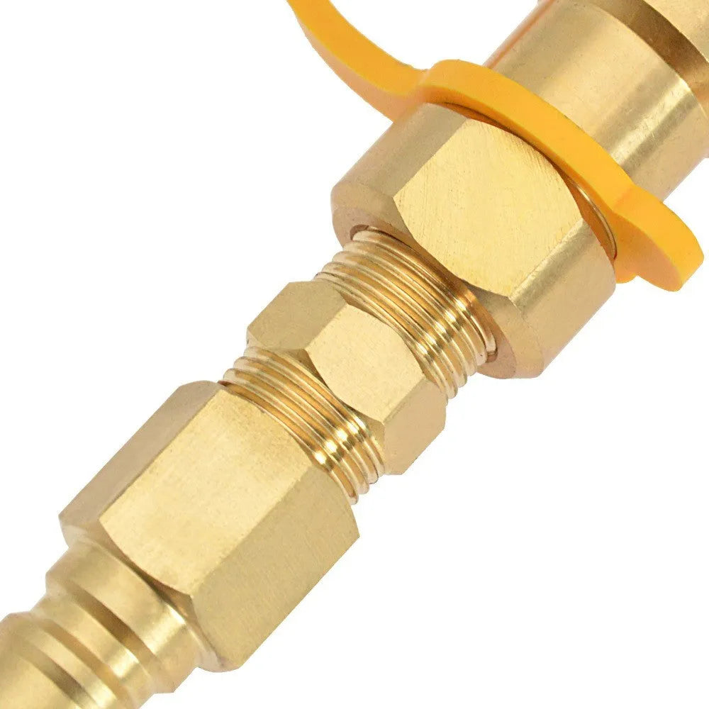 Gold colour brass gas propane conversion charging connector with 3/8 inch threads