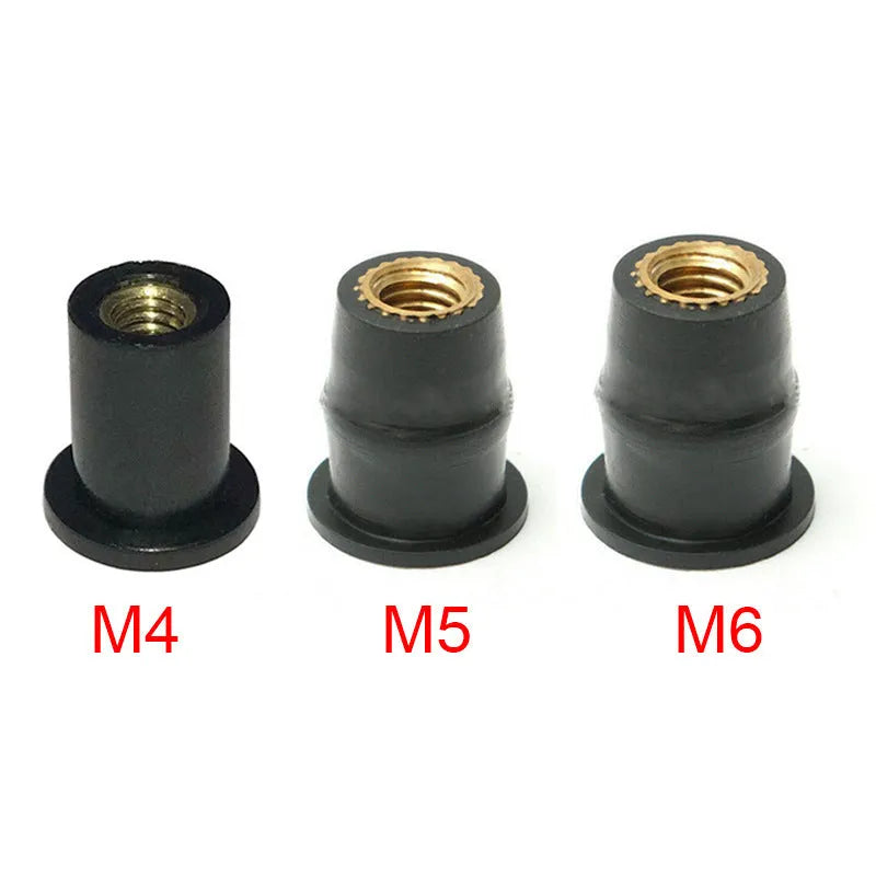 Motorcycle modification brass expansion rubber well nut fasteners in M4 M5 M6 sizes