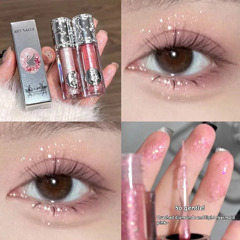 Ballet brand liquid glitter eye shadow tube shown in one of five colours: Starry Sakura Field, Doll Logs, Butterfly Paradise, Nutcracker, or Pillow Fairy Tales.