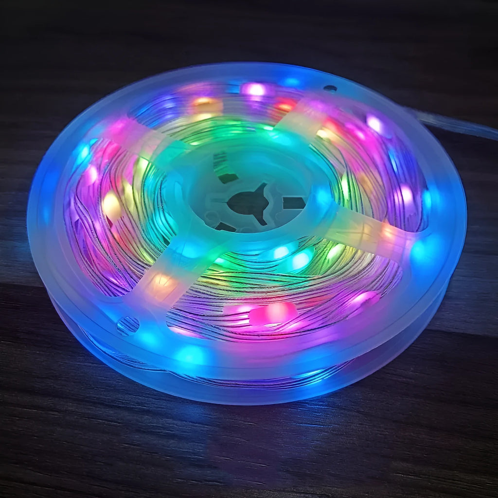 10-metre LED party light string with 100 multi-colour bulbs showing multiple lighting modes