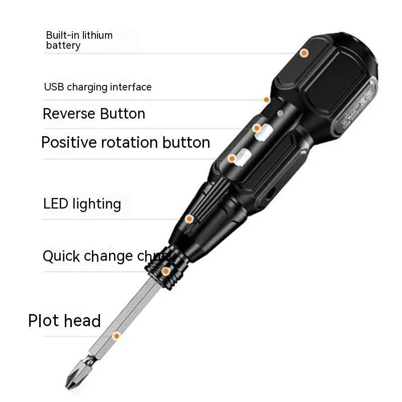 Alloy steel straight handle electric screwdriver with 36V battery and 10Nm torque in black or blue