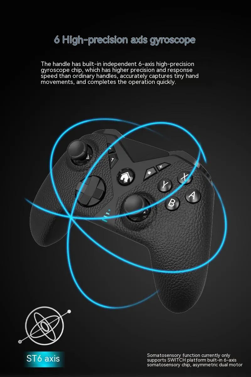 Black wireless Bluetooth game controller with leather texture for Nintendo Switch and mobile phones
