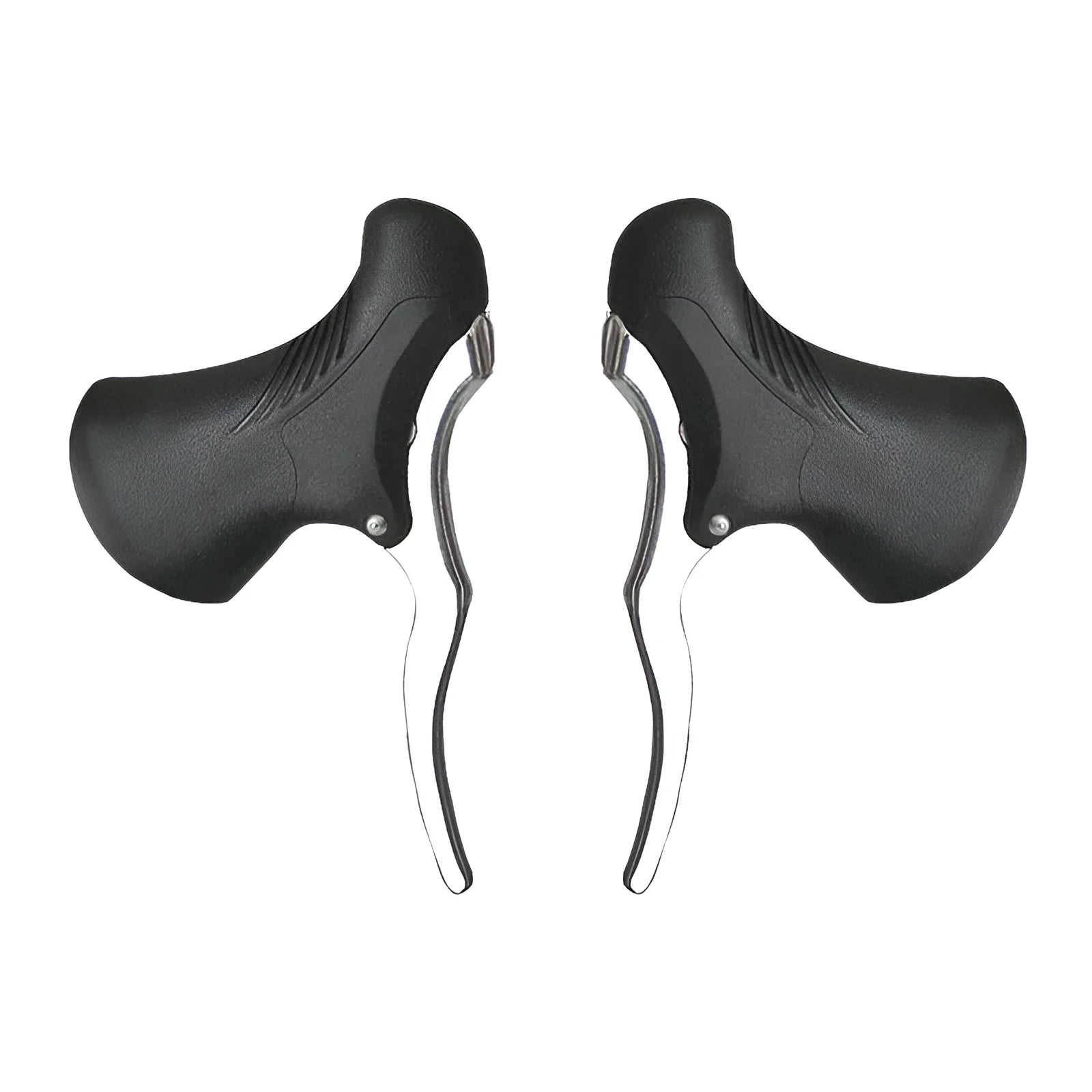 A pair of aluminium alloy road bicycle brake handles in black and black silver colour options.