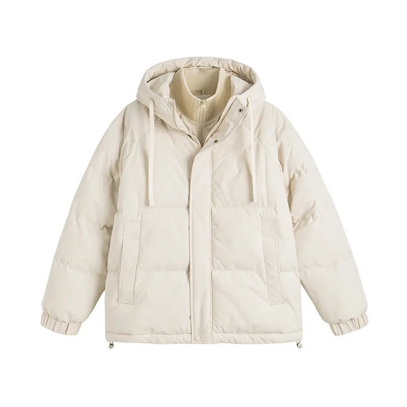 Loose two-piece winter cotton padded coat in mustard yellow colour with side pockets