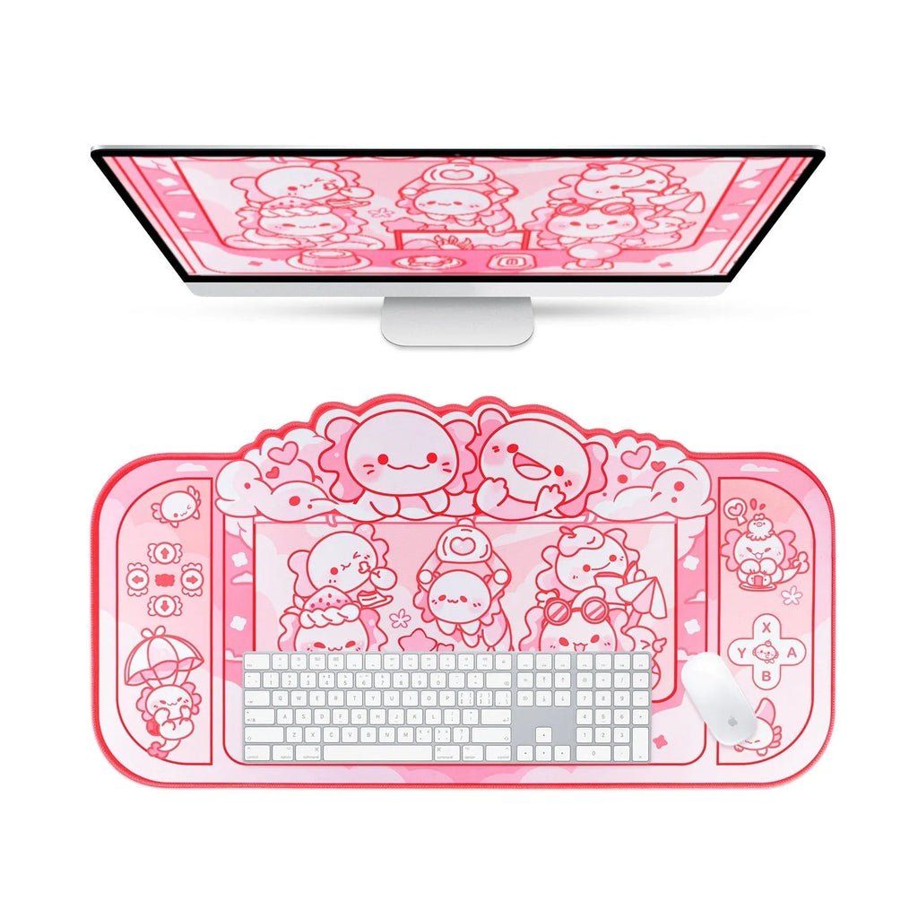 Hexagonal dragon crane machine pattern mouse pad measuring 75×40cm with cloth surface and wrist support