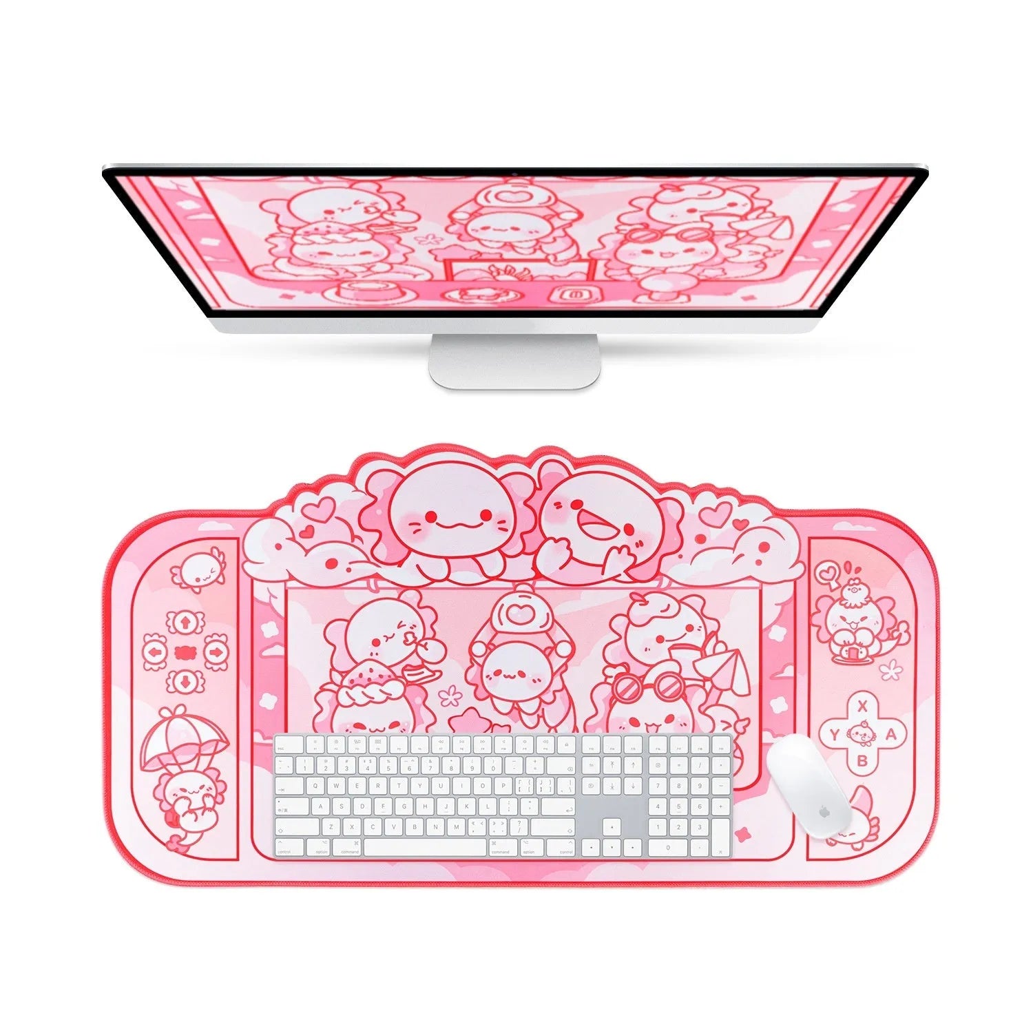 Hexagonal dragon crane machine pattern mouse pad measuring 75×40cm with cloth surface and wrist support