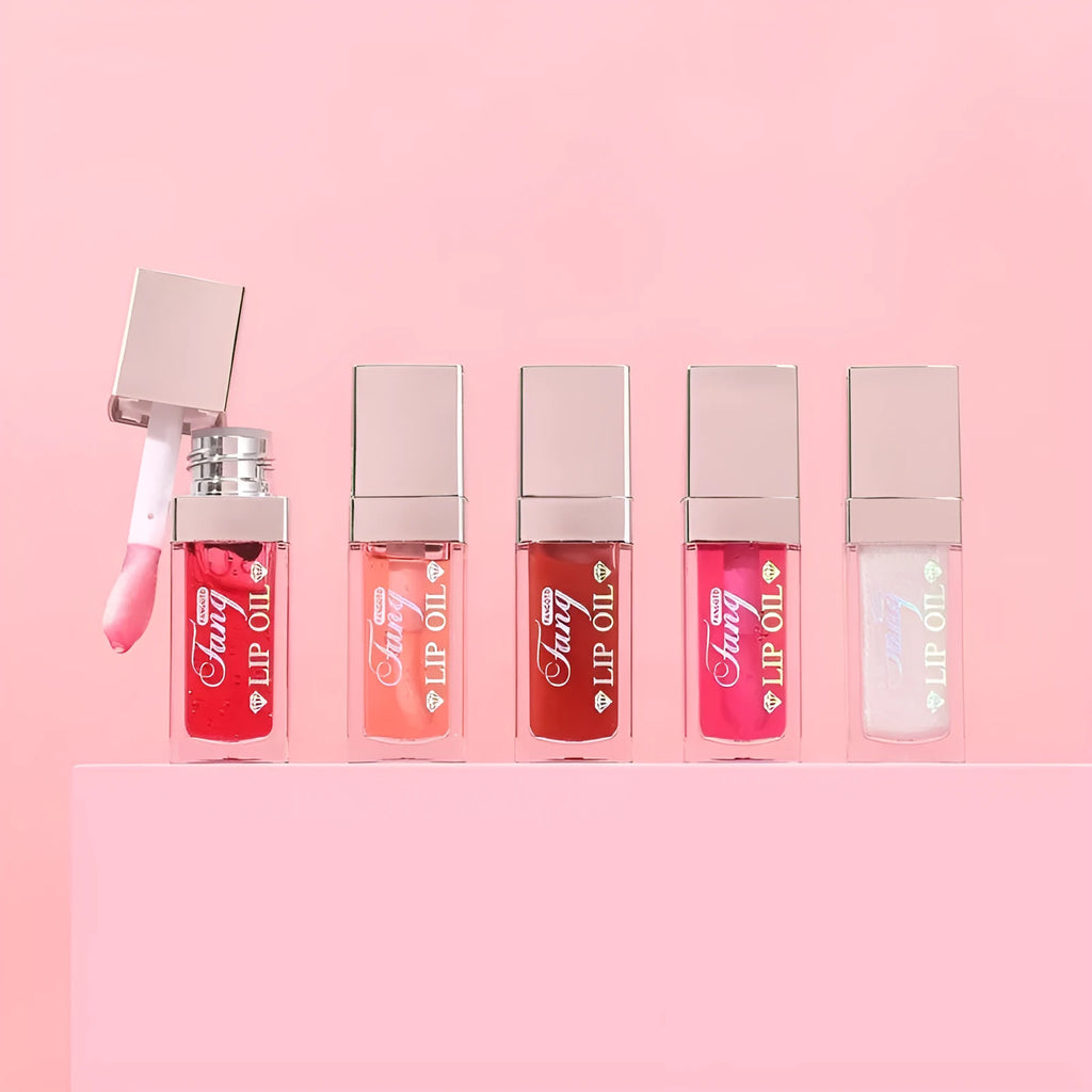 Bright lip gloss mint lipstick tube in one of five shades with moisturising effect.