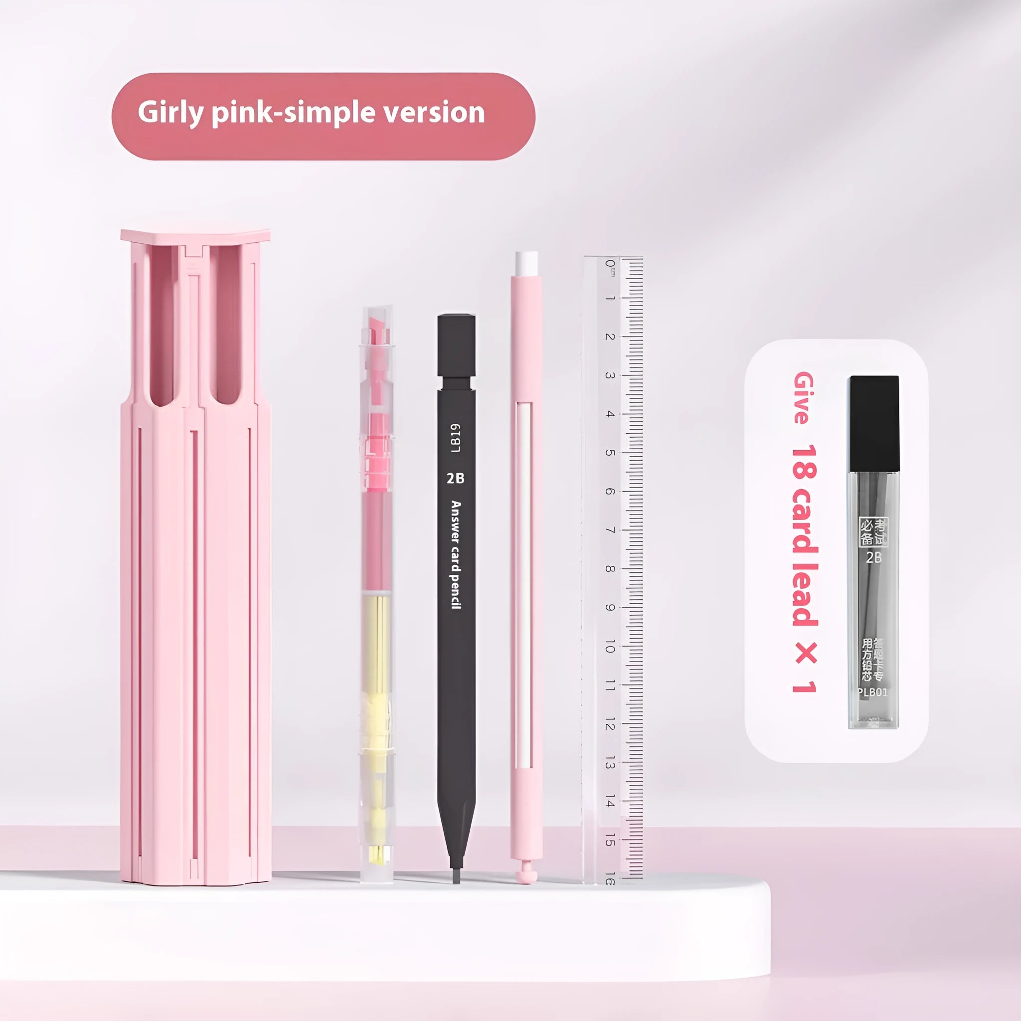 Plastic pressing pen pencil case kit in Sky Blue, Vigorous White, and Girl Pink colours for six or sixteen pens