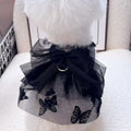 Black princess tulle skirt dress for a small dog or cat on a mannequin, showing the gauze material.