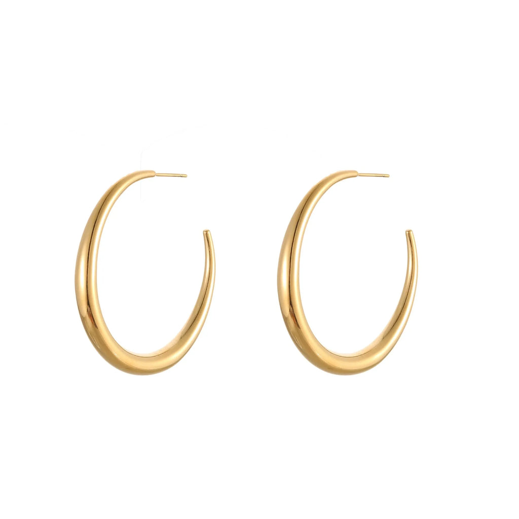 Titanium steel hoop earrings with 18K gold plating in small and large sizes