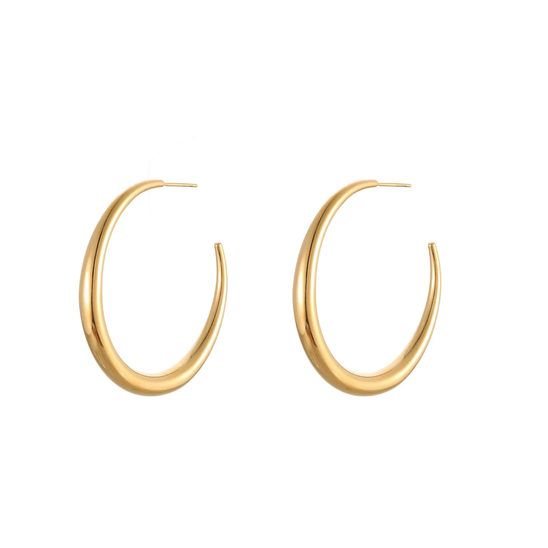 Titanium steel hoop earrings with 18K gold plating in small and large sizes