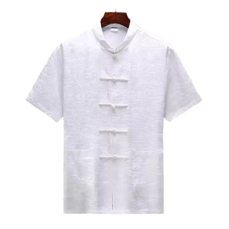 Traditional Chinese mulberry silk Tang suit for men in light green colour