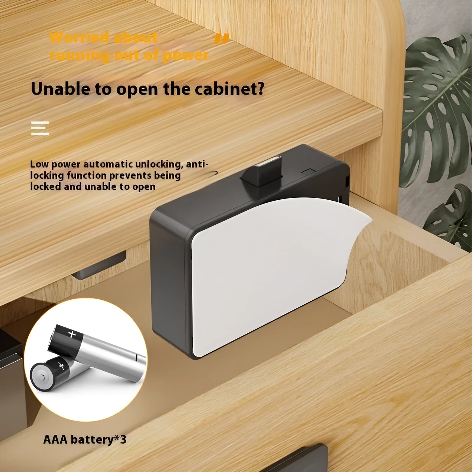 F079 removable card punch-free invisible drawer lock with keys on a white background.