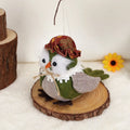 Orange and green harvest bird owl pendant ornament for Thanksgiving window or desktop decoration