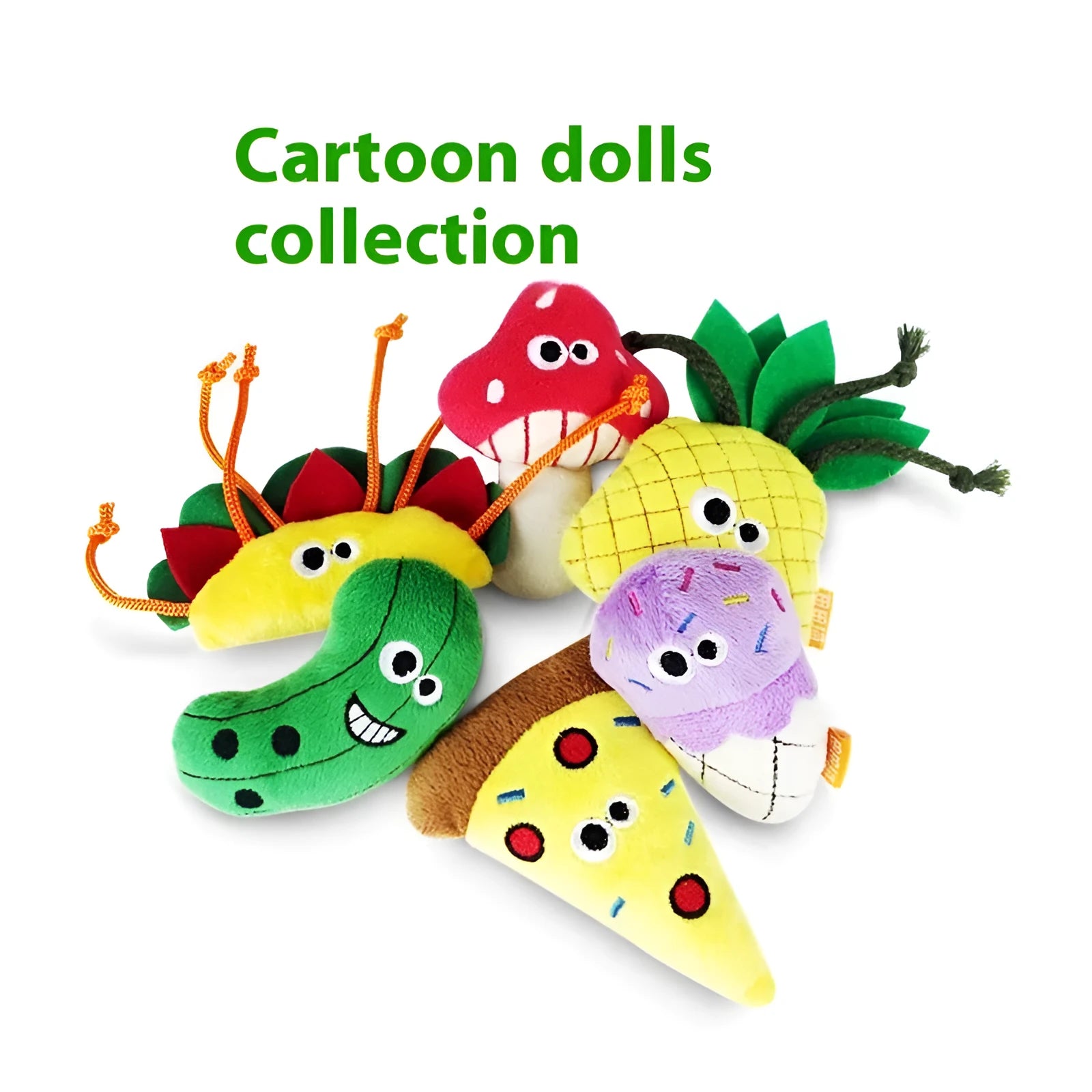 Catnip plush pillow containing wooden insert for cat dental chewing, available in six shapes