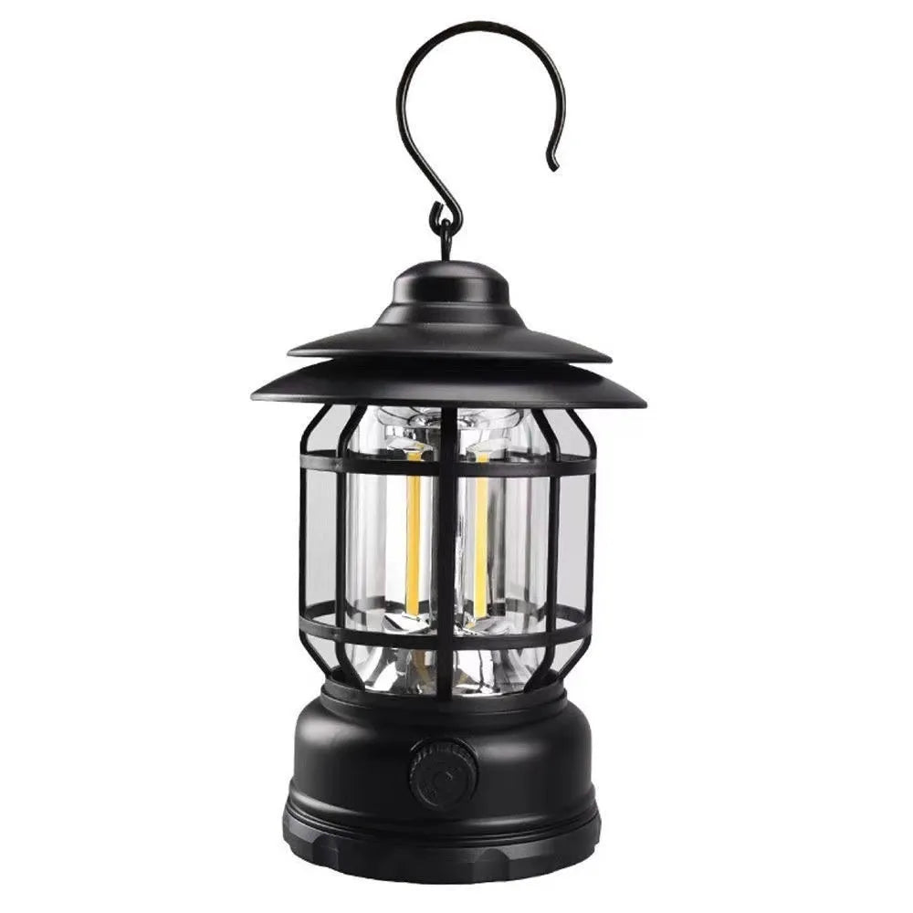 Portable LED camping lantern in dark green, black, or red with super bright illumination for barn and booth use