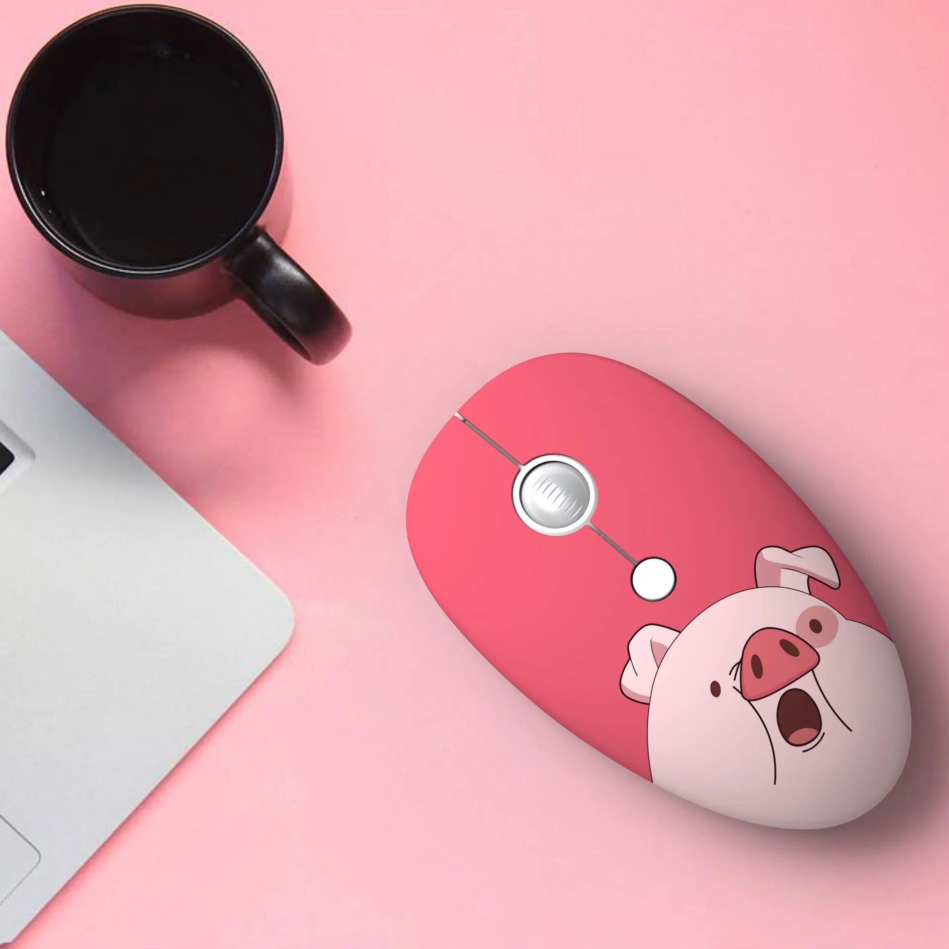 Mini USB wireless mouse for laptop in cartoon animal design colours like blue rabbit and yellow tiger.