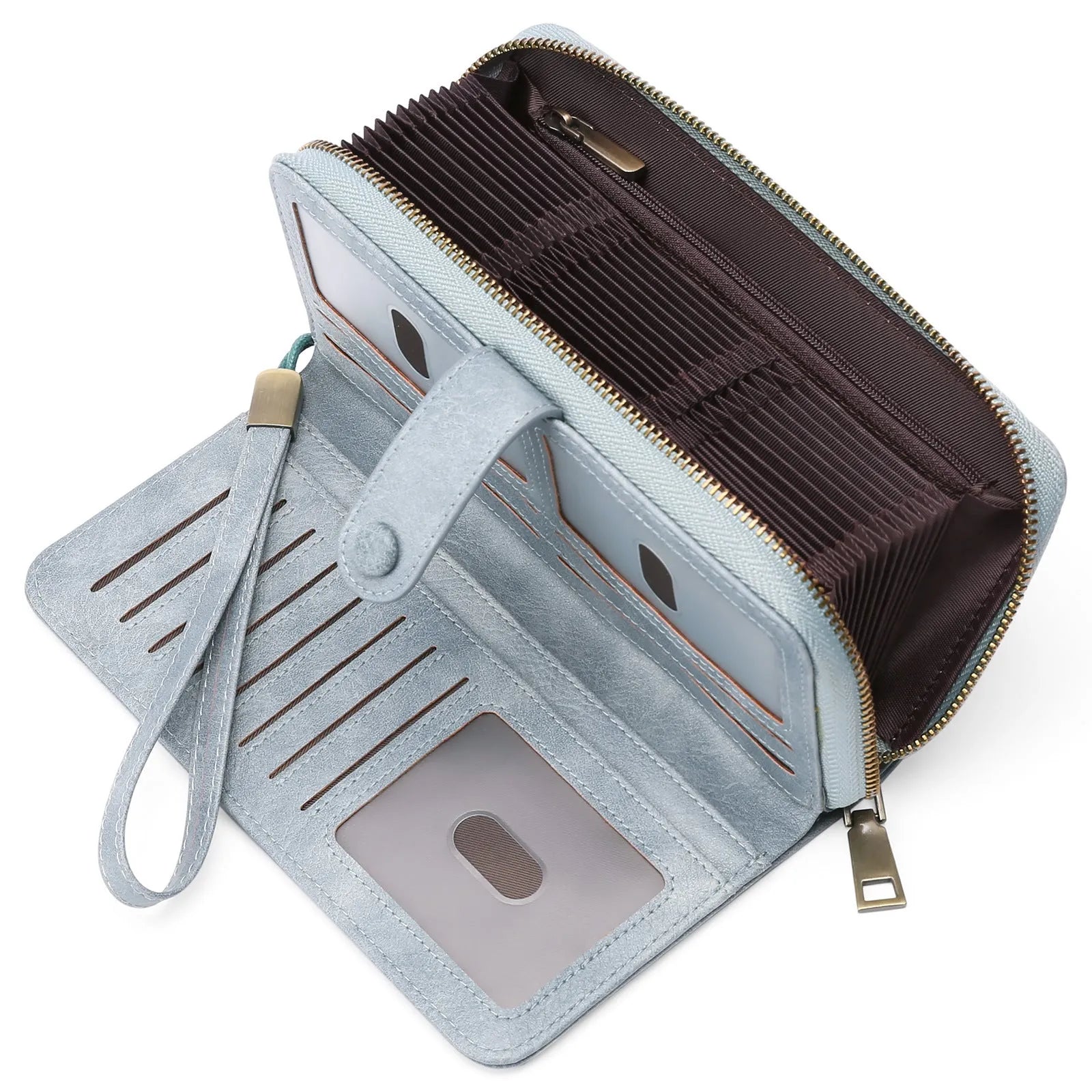 Women's expanding card holder wallet with anti-theft RFID protection in multiple colour options