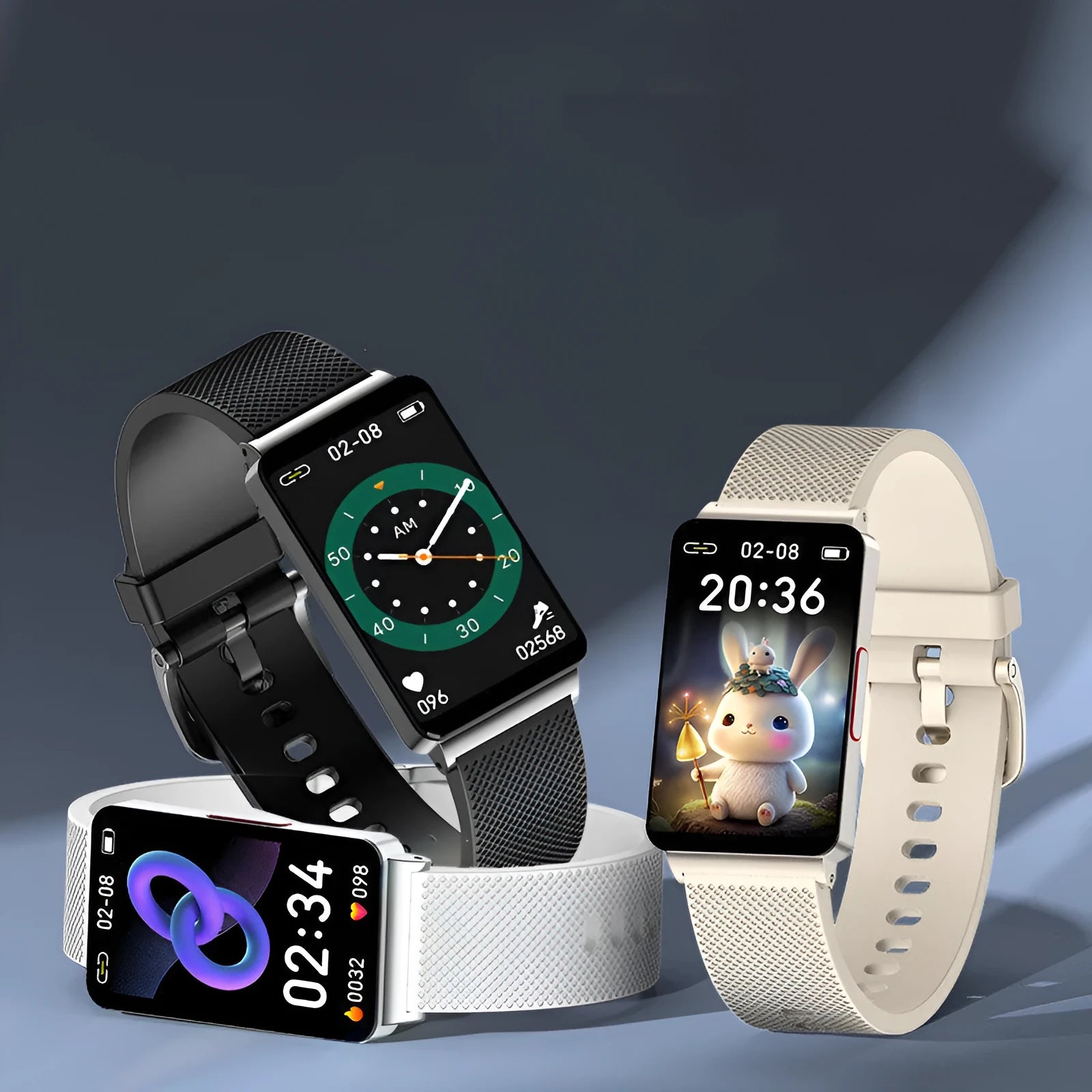 EP08 smart health bracelet with touch screen on TPU wrist strap in black colour option