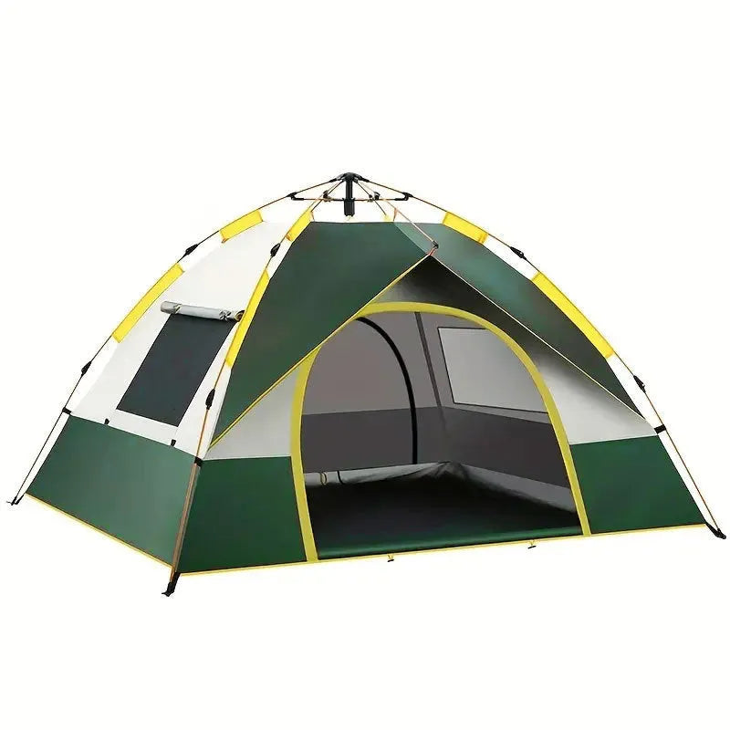 Dark green silver glue automatic camping tent for 3-4 people with quick open setup.