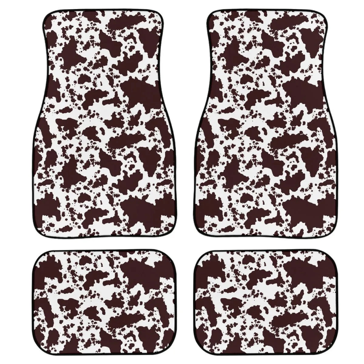 Black printed rubber car foot mat set with 20mm thickness and waterproof polyester lining