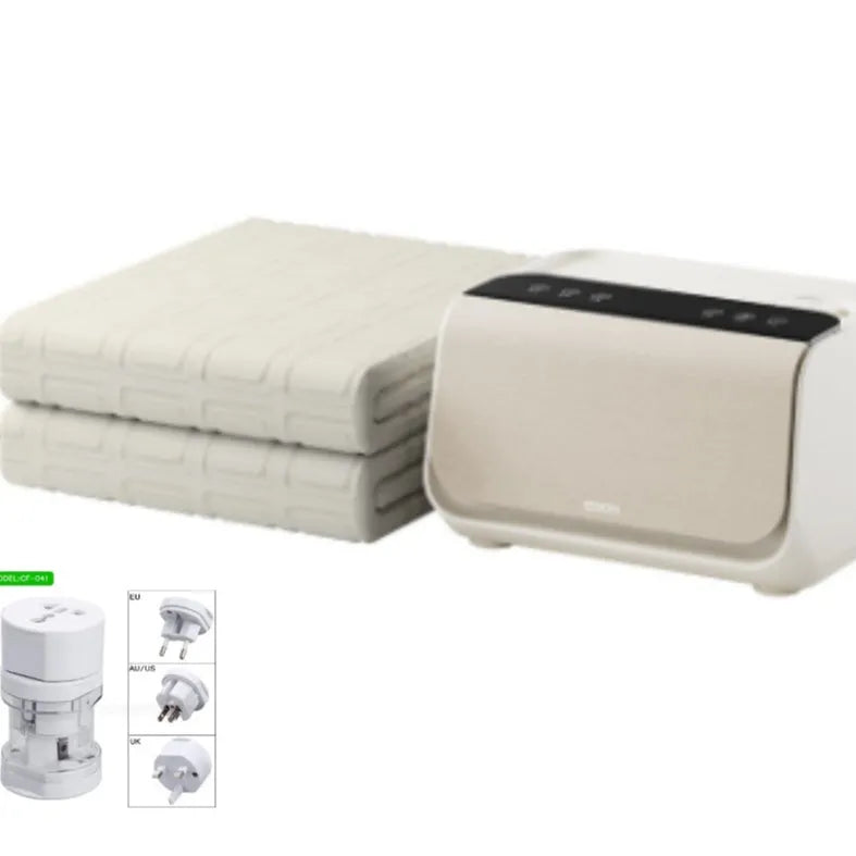 White water capsule electric blanket with smart host controller on bed